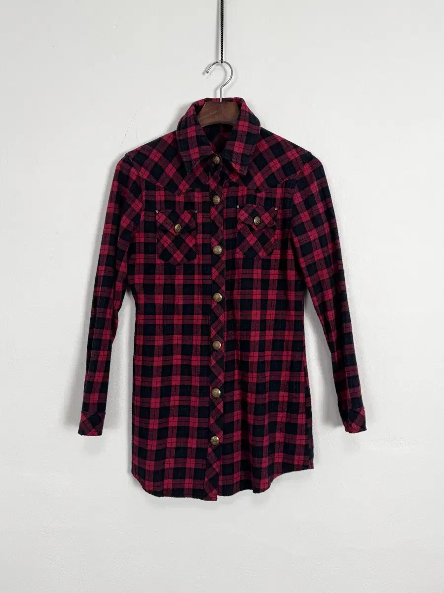 Vintage Flannel Check Long Shirt