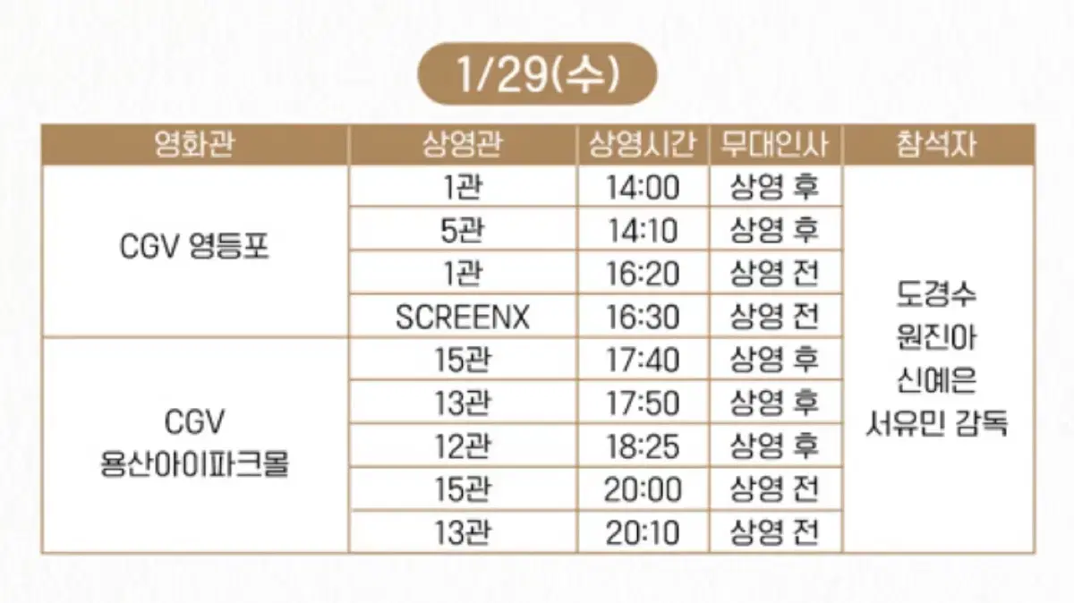 1/29 A열 말할 수 없는 비밀 무대인사 양도