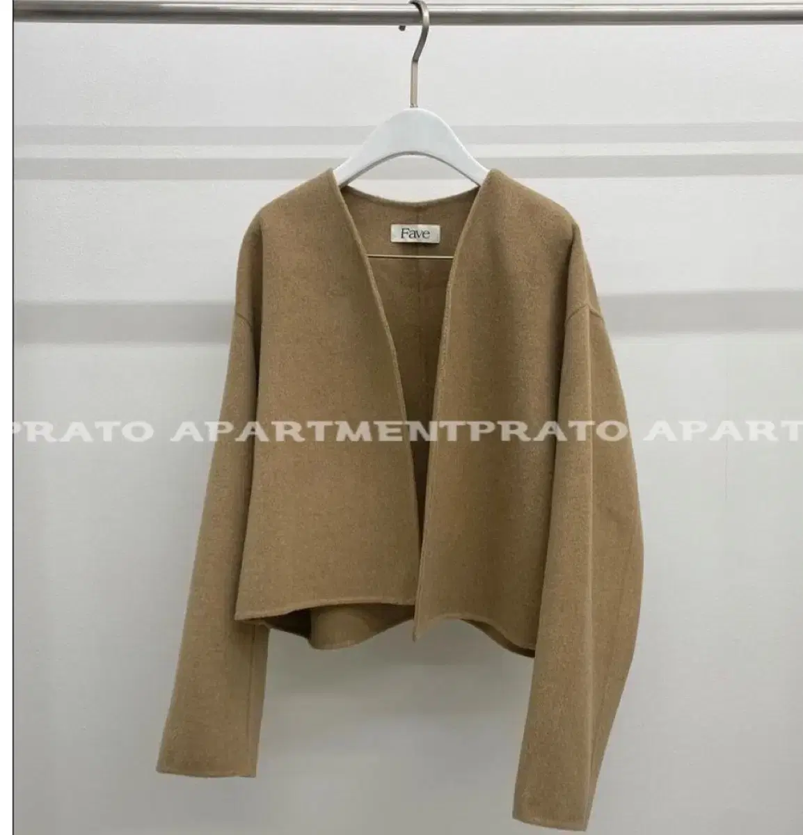 Fave Fei Short handmade no-collar jacket wool coat camel