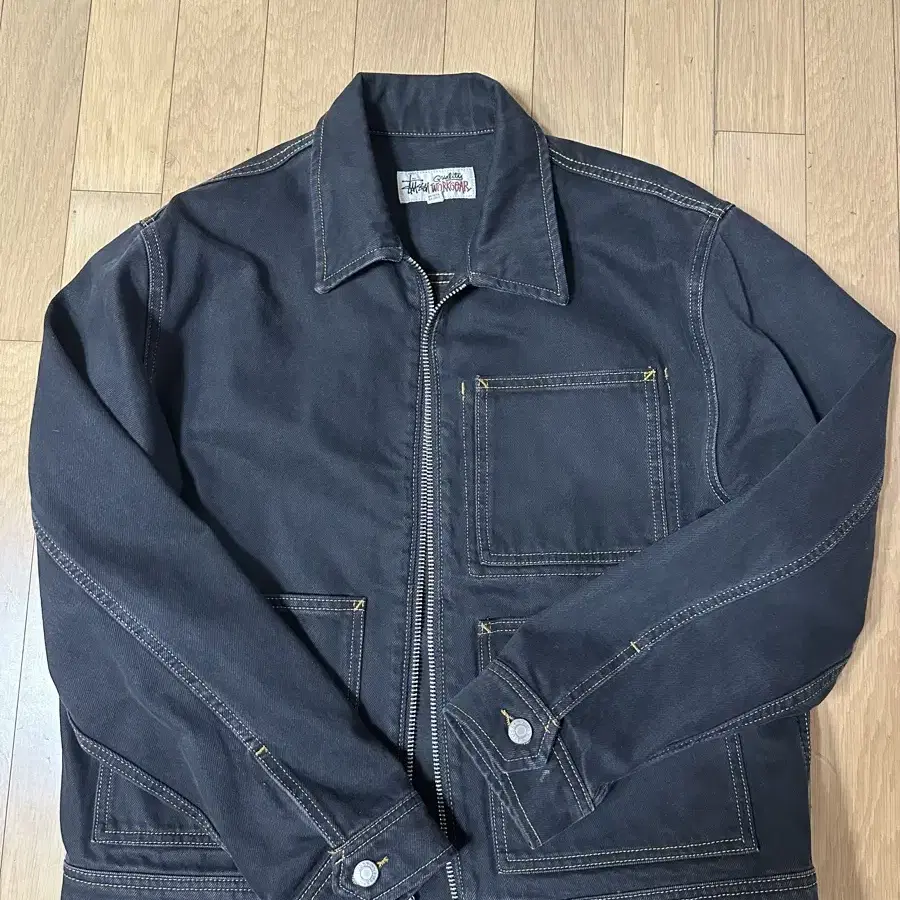 스투시 Zip Work Jacket Washed Black 스투시 자켓