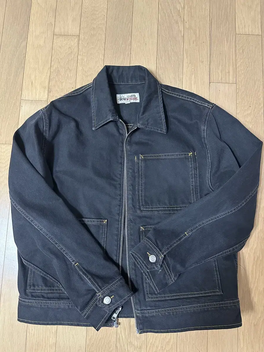 스투시 Zip Work Jacket Washed Black 스투시 자켓