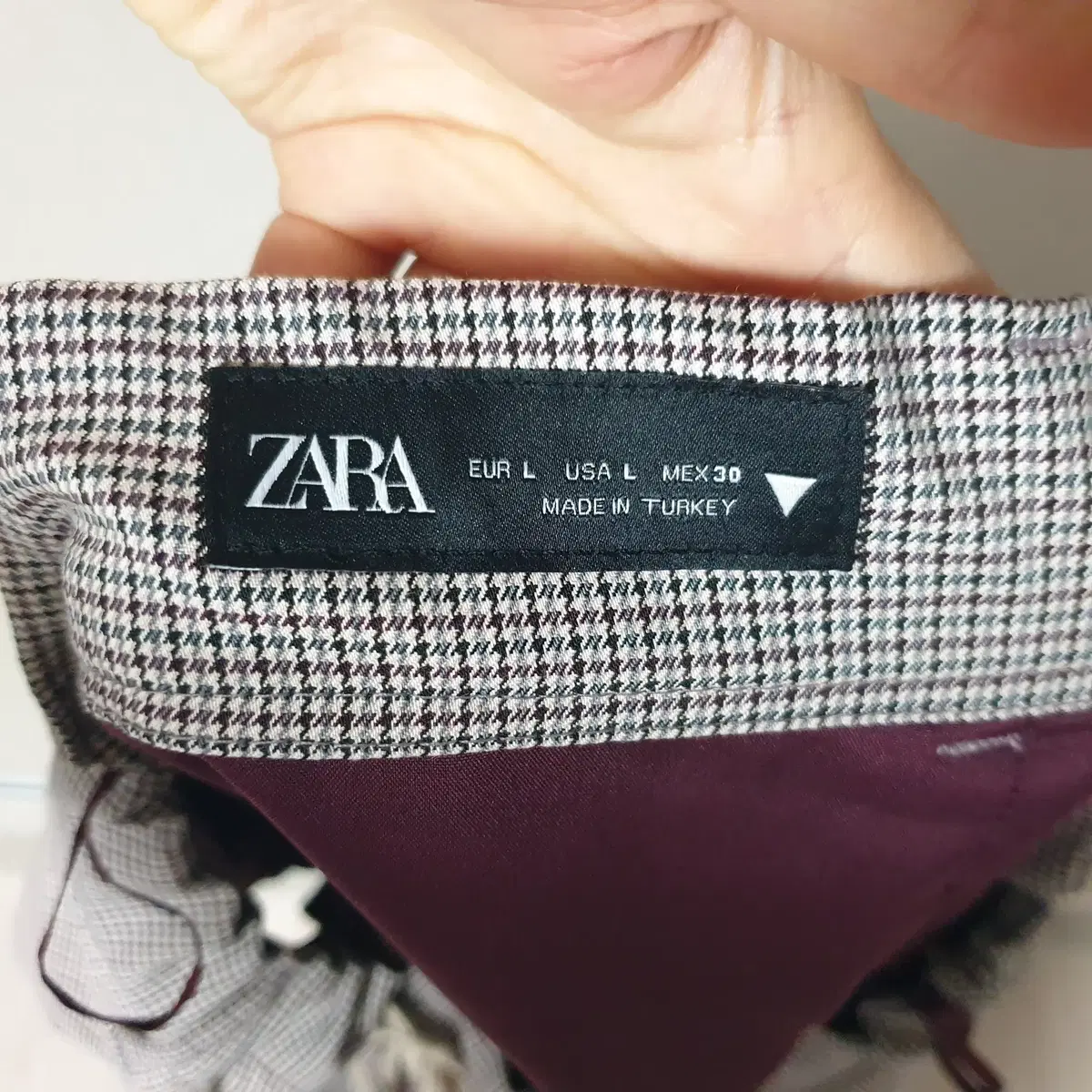 L)자라 ZARA 체크 벌룬 스커트