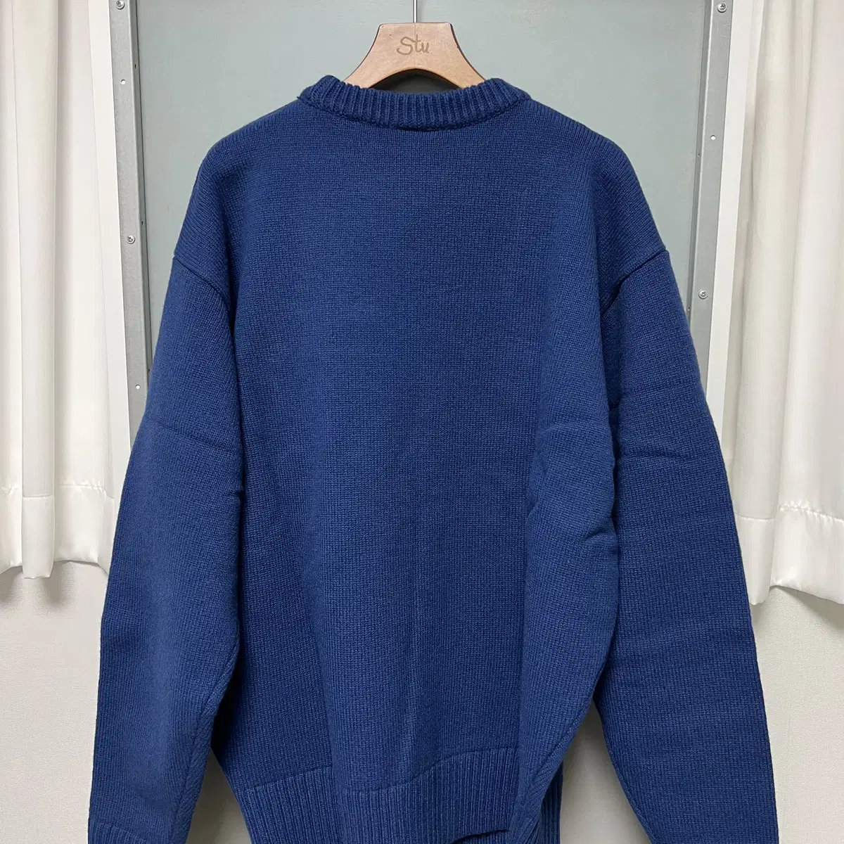 [L]23FW STU Lettering Printing Kint Blue