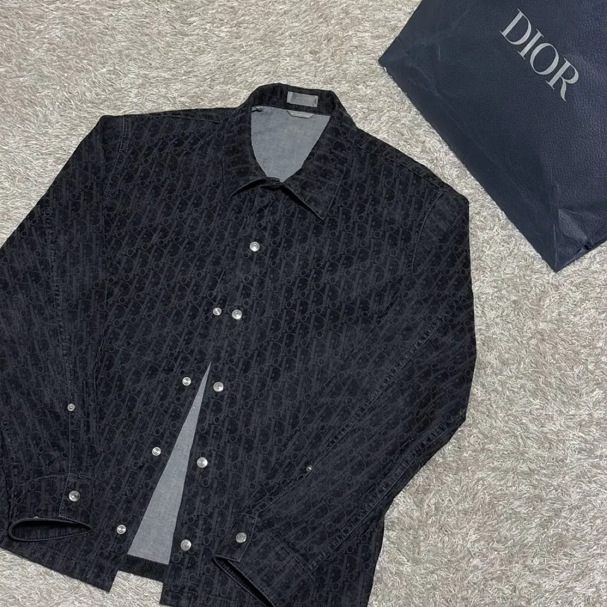 [Size 44] Dior Oblique Cotton Blend Denim Shirt