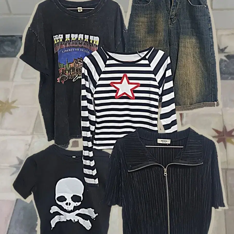 (5벌 일괄가격) y2k skull 펑크룩 데일리룩 해골 빈티지