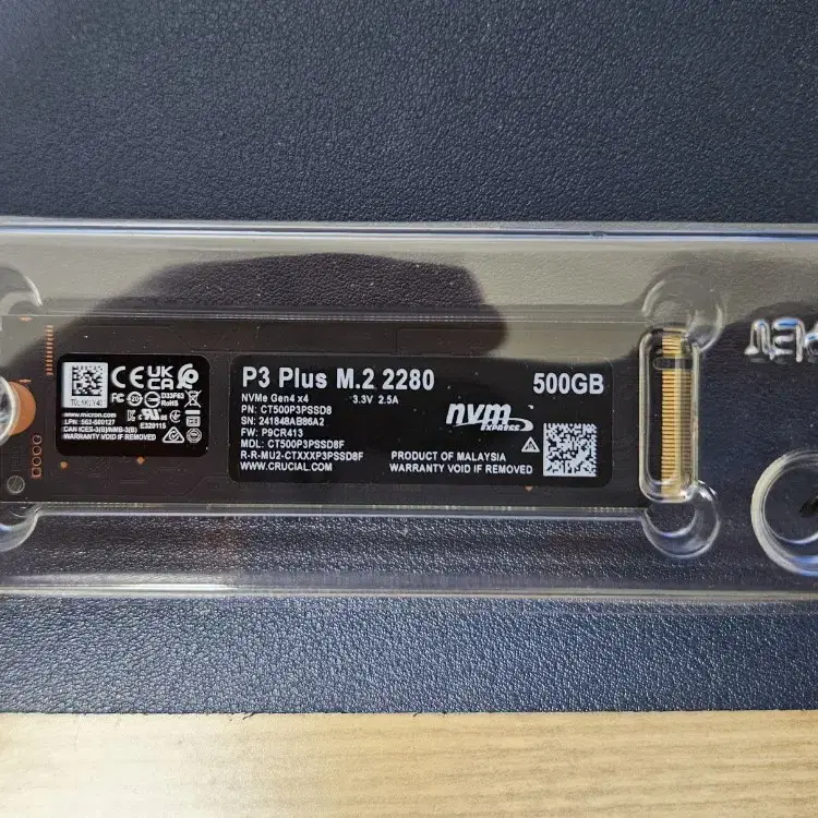 Nvme SSD 500GB crucial P3 Plus 팝니다.