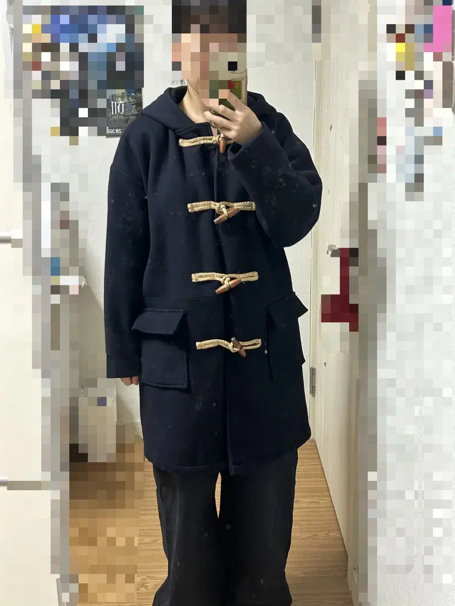 Tteokbokki Coat, Nubim Tteokbokki Coat, Slow and Made, Dark Navy Hooded Tteokbokki Coat