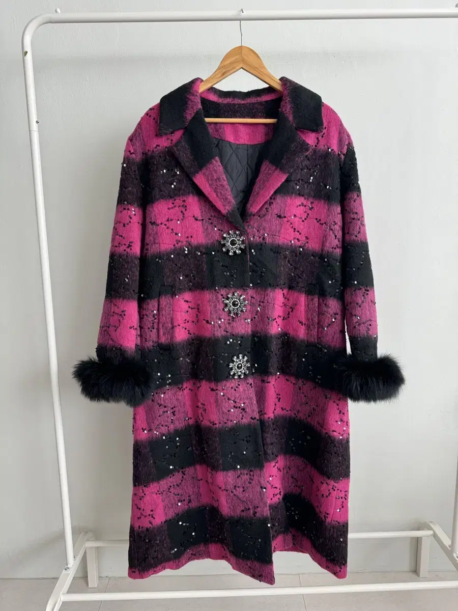 Pink check coat