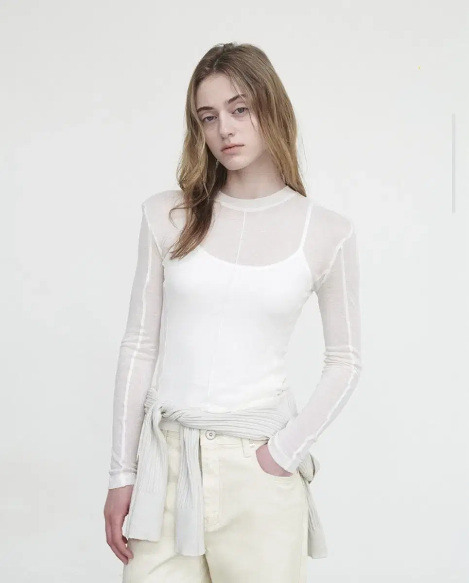 루에브르 시스루 이너탑 See-through Jersey top 아이보리