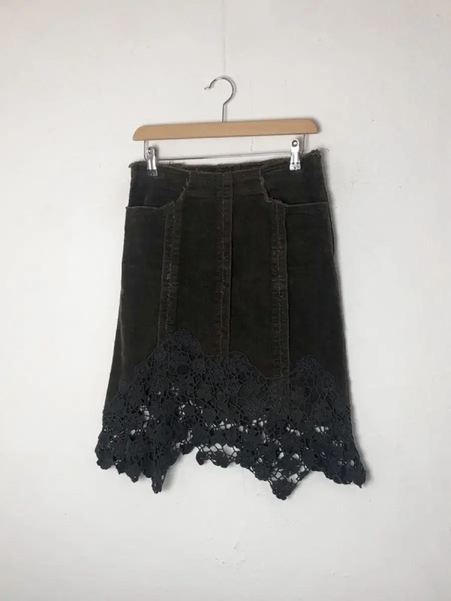 (Last Price) Shop Fairy Creature Corduroy Crochet Vintage Skirt