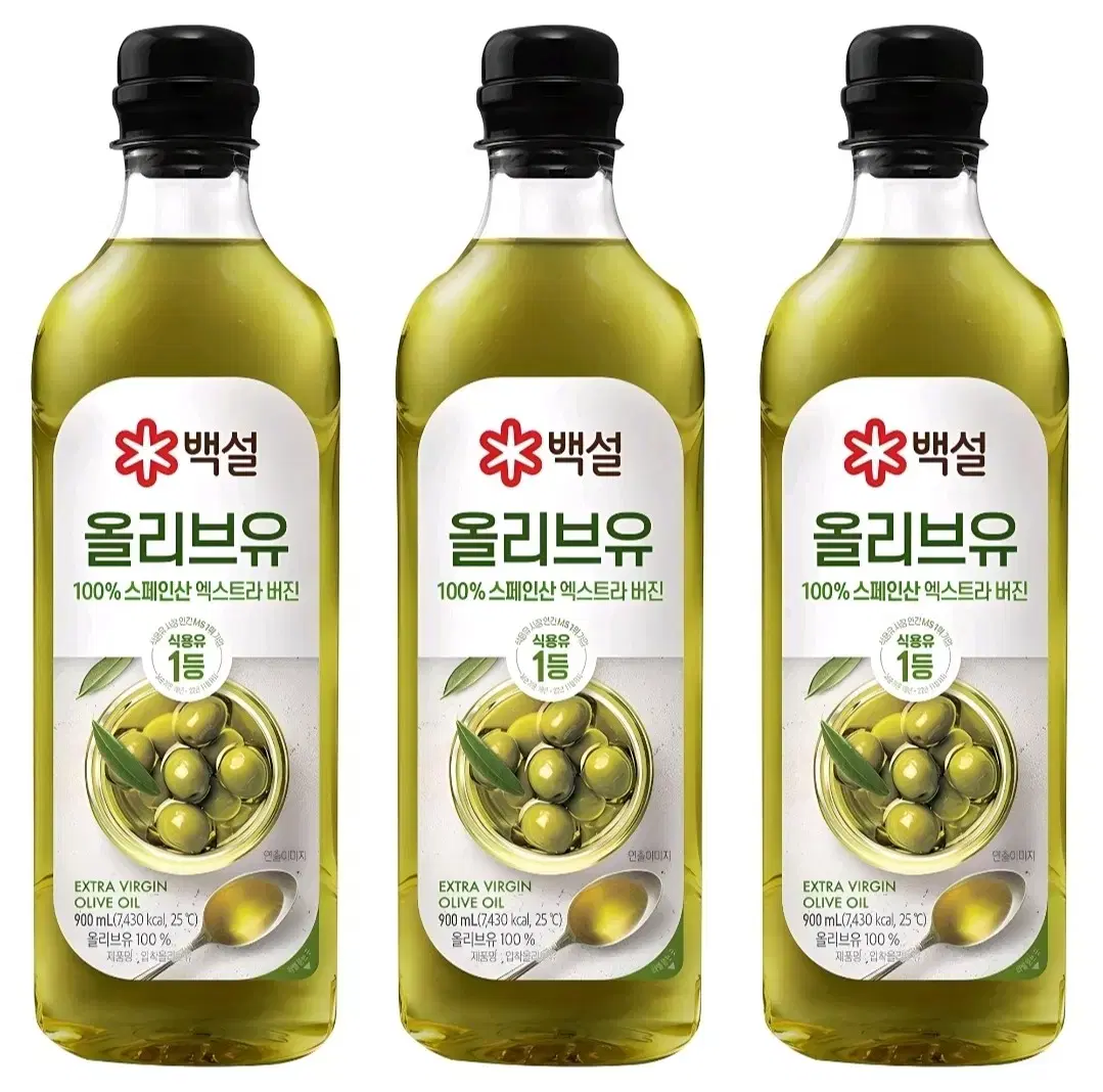 백설 압착 올리브유 900ml 3개