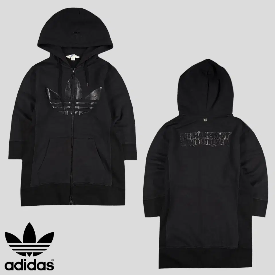 Adidas JP Black Tonton Trefoil Lettering Back Patch Two-Way Zipper Y2K Punk