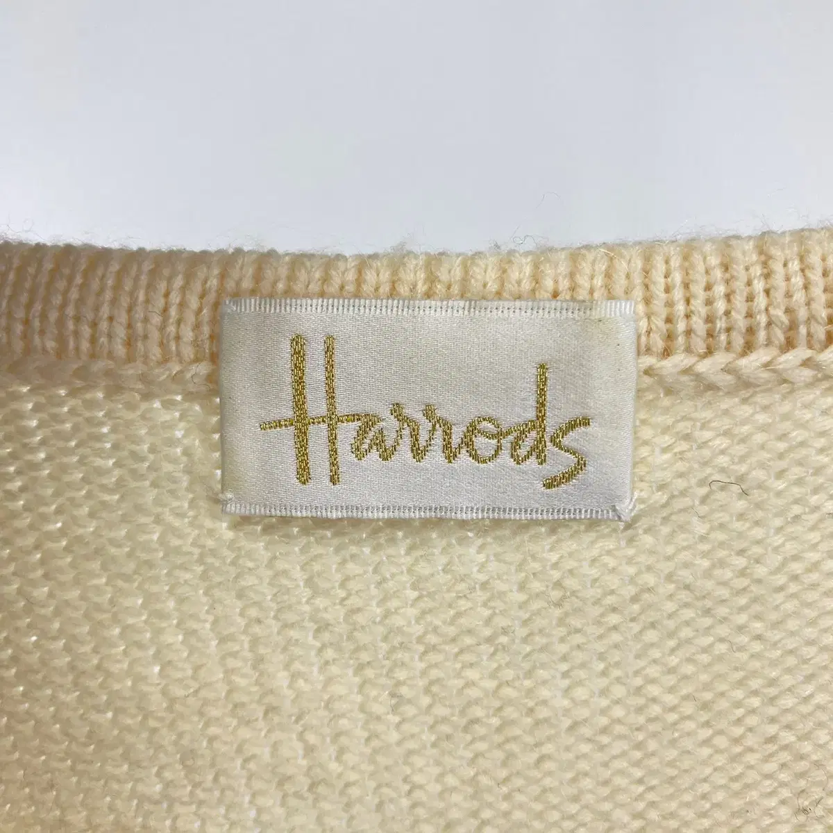 빈티지 HARRODS 울 모헤어 블렌드 하프 슬리브 니트