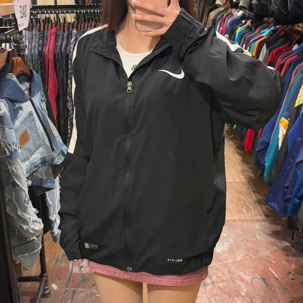 [HI] NIKE 나이키 스우시 집업 바람막이 져지 블랙 XL