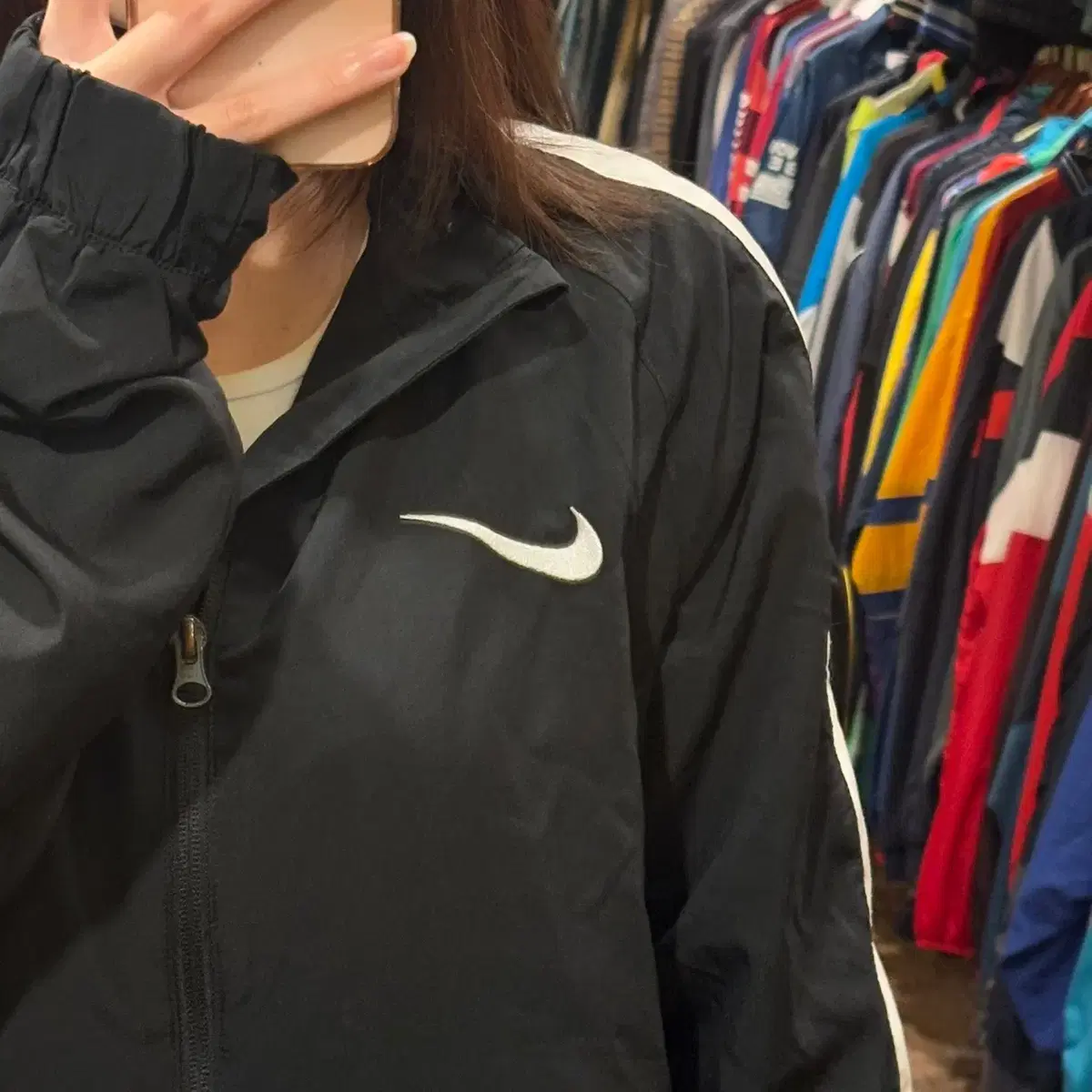 [HI] NIKE 나이키 스우시 집업 바람막이 져지 블랙 XL