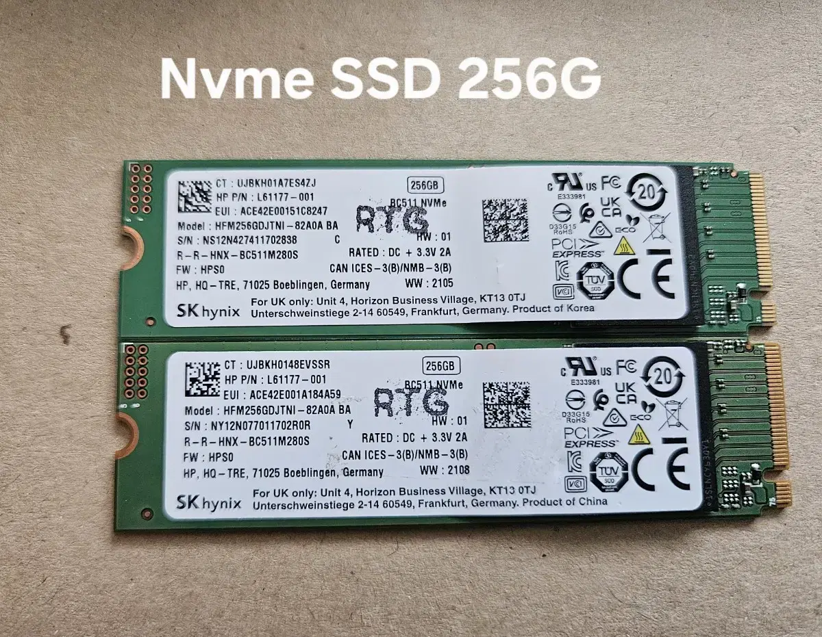 SSD Nvme 256Gb 하이닉스 저장장치 컴퓨터부품