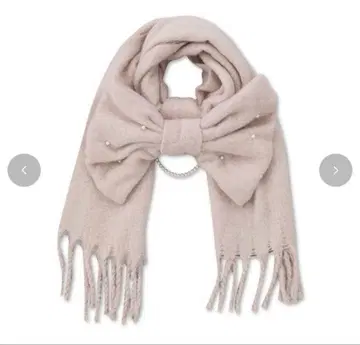 미사용품 시마무라 x 진시타쿠아리스 리본 머플러 화이트 화이트 핑크