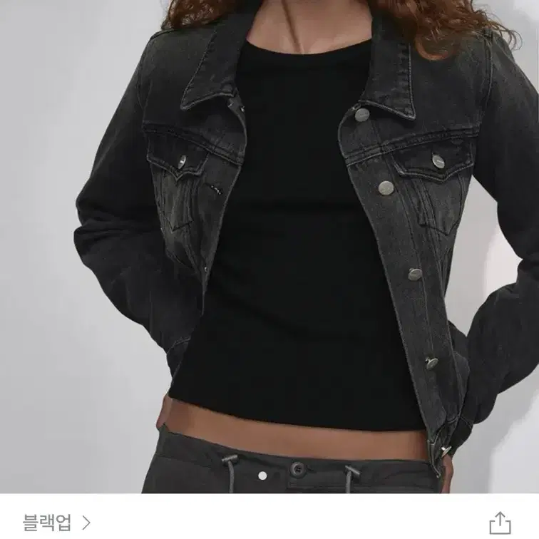 블랙업 워싱 데님자켓 흑청 M