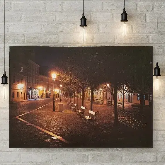 멋진 LED 백라이트. 프랑스 샹제리제 거리 액자 - 80x60cm -