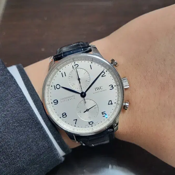 IWC 포르투기저 크로그래프 블루핸즈 41mm 시계 풀세트