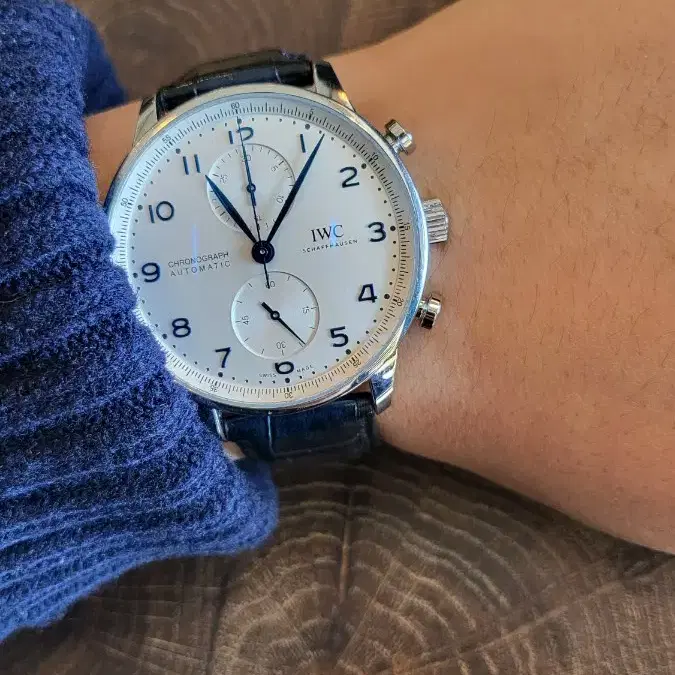 IWC 포르투기저 크로그래프 블루핸즈 41mm 시계 풀세트