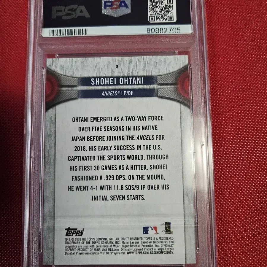 오타니 루키 2018 Topps RC PSA 9등급 카드