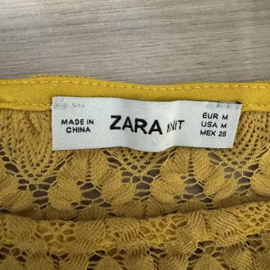 정품 자라 Zara 겨자색 시스루 롱원피스 커버