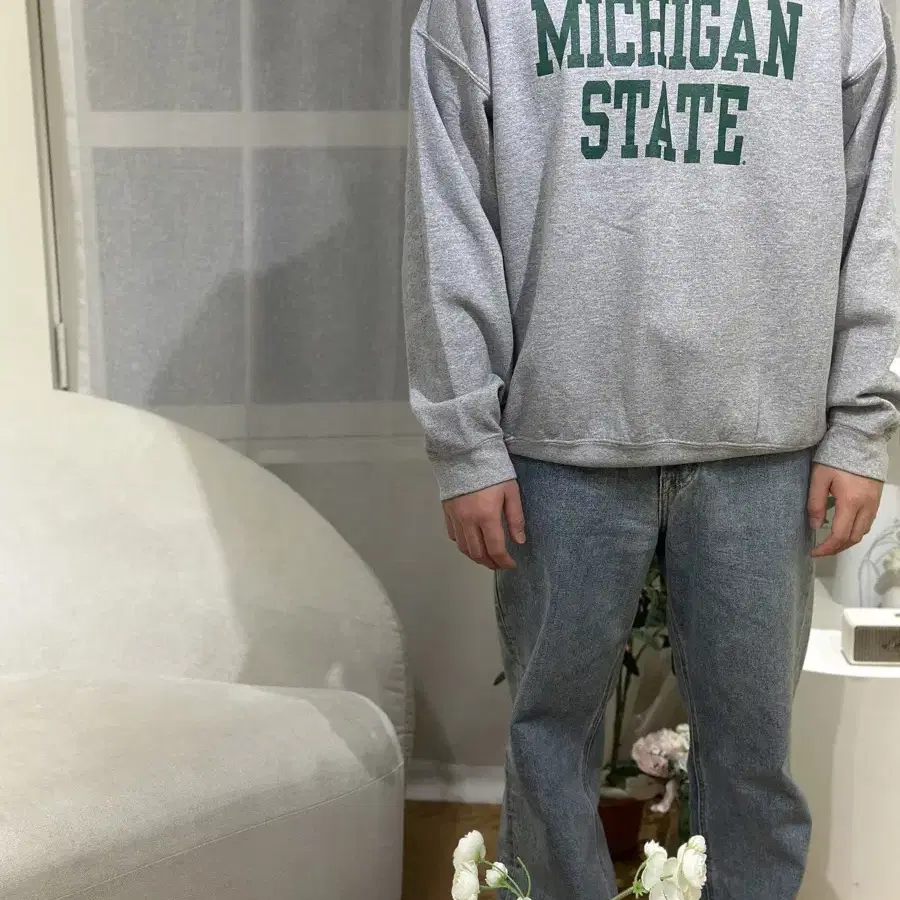 [2XL] GILDAN 길단 MICHIGAN STATE 그레이 맨투맨