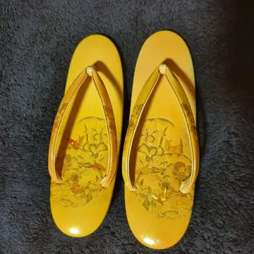 산에이 조리 기모노 기모노 나비 무늬 오렌지 광택