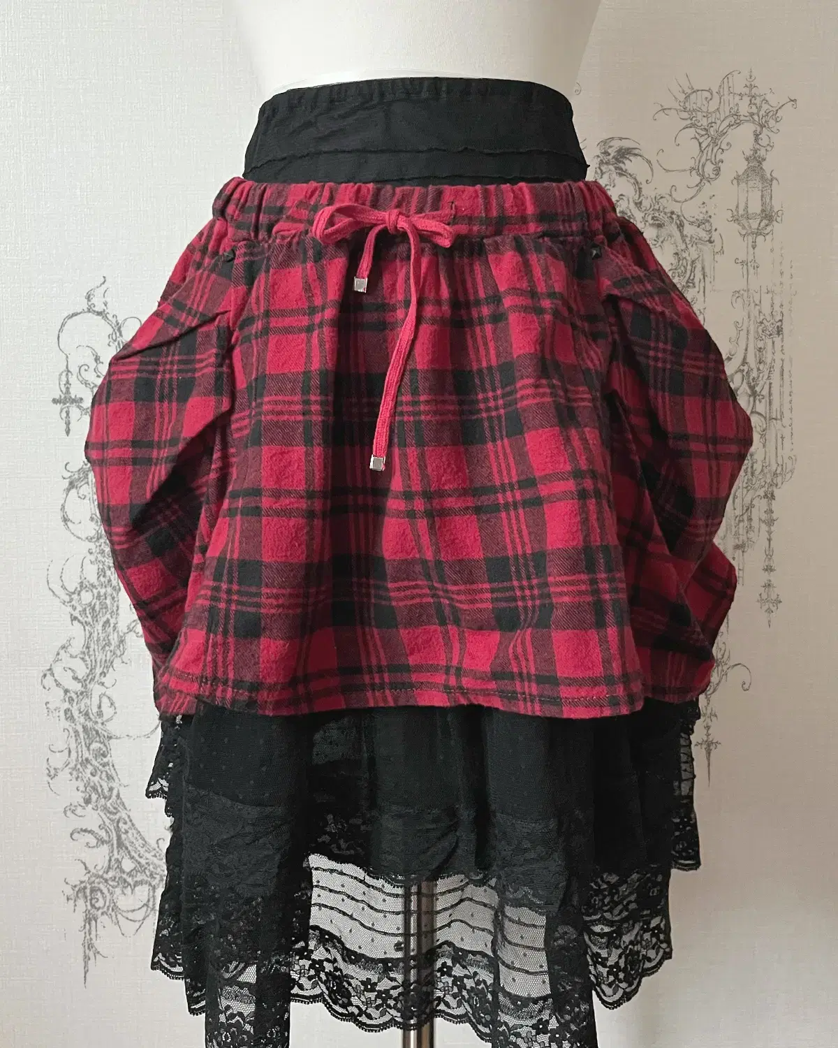 flannel layered check skirt