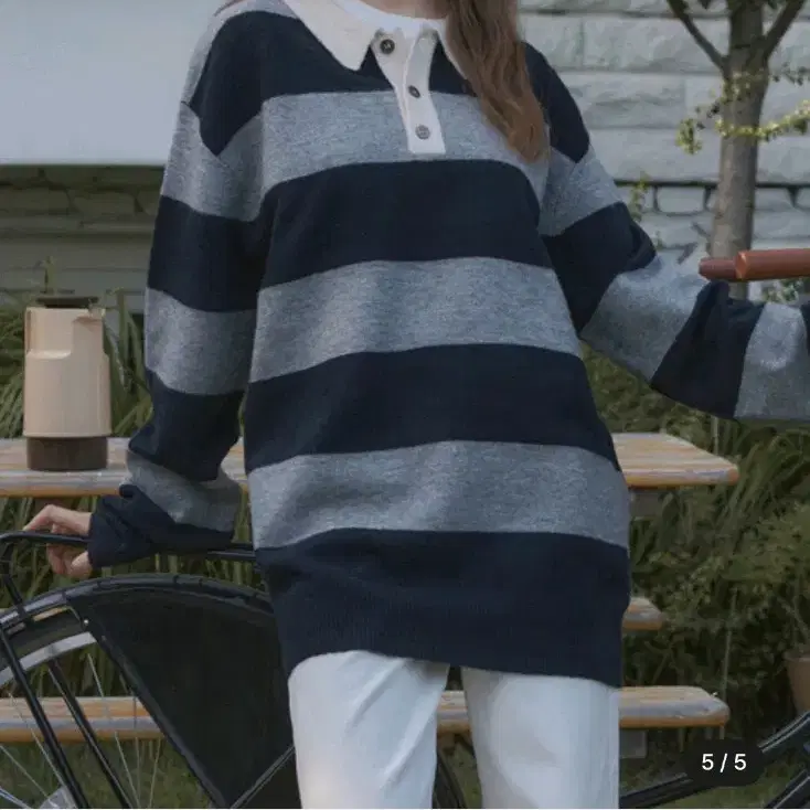 웬즈데이오아시스 Stripe Collar Knit