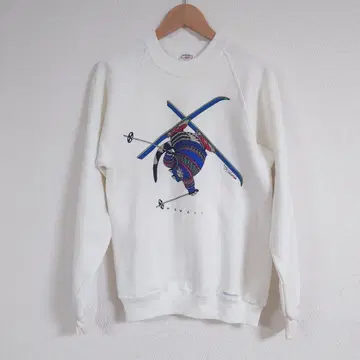 크리밴캣 맨투맨 트레이닝복 USA제 스키 흰색 화이트 화이트