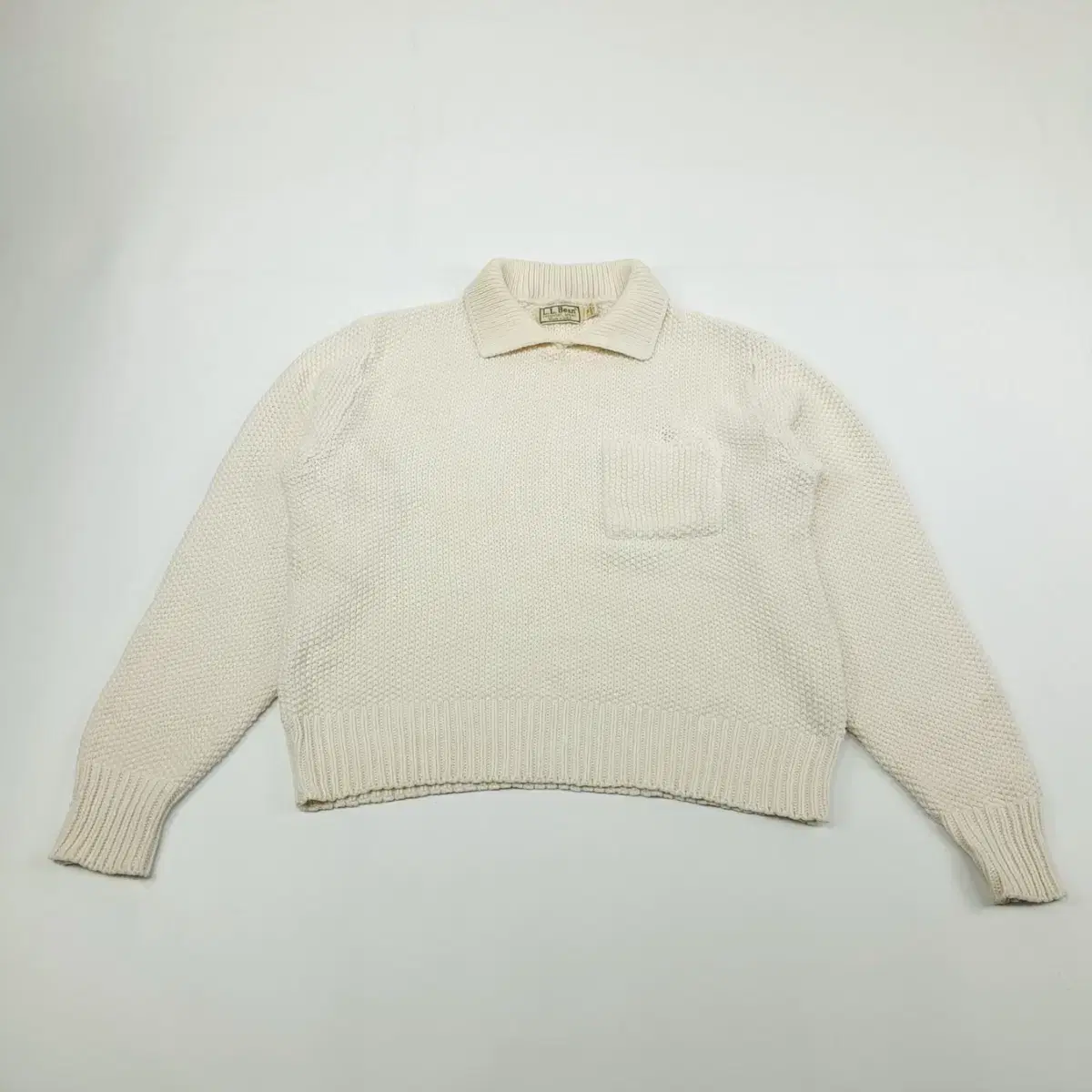 (CS984)M 엘엘빈 USA 화이트 포켓 와플 카라 니트 스웨터knit