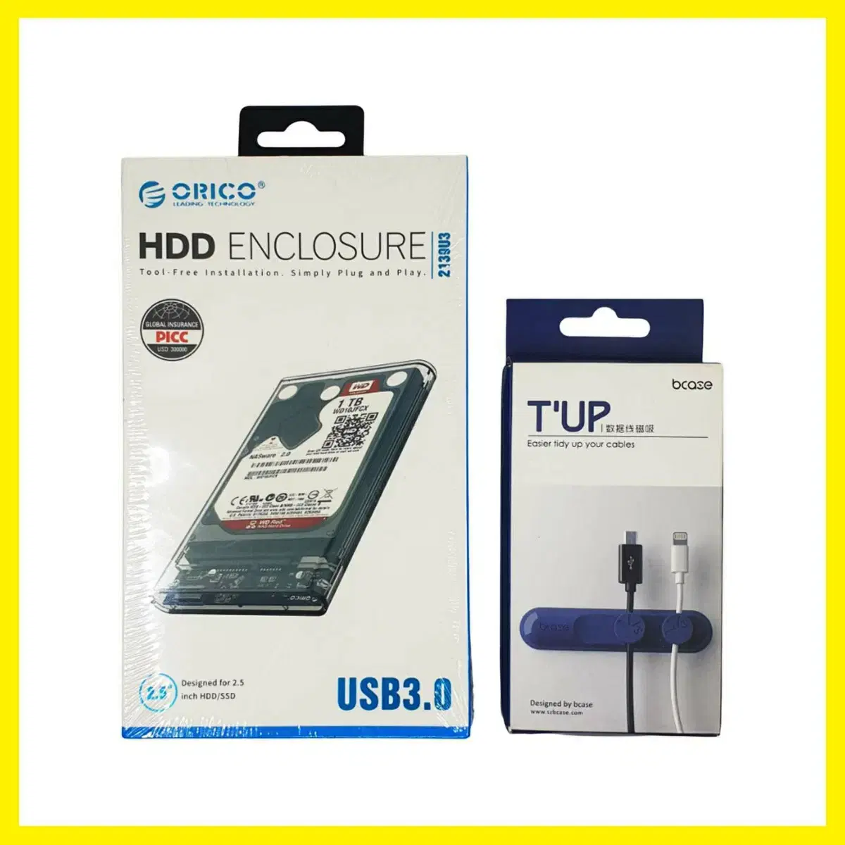 오리코 투명 2.5인치 USB3.0 외장하드 케이스+케이블정리 자석홀더