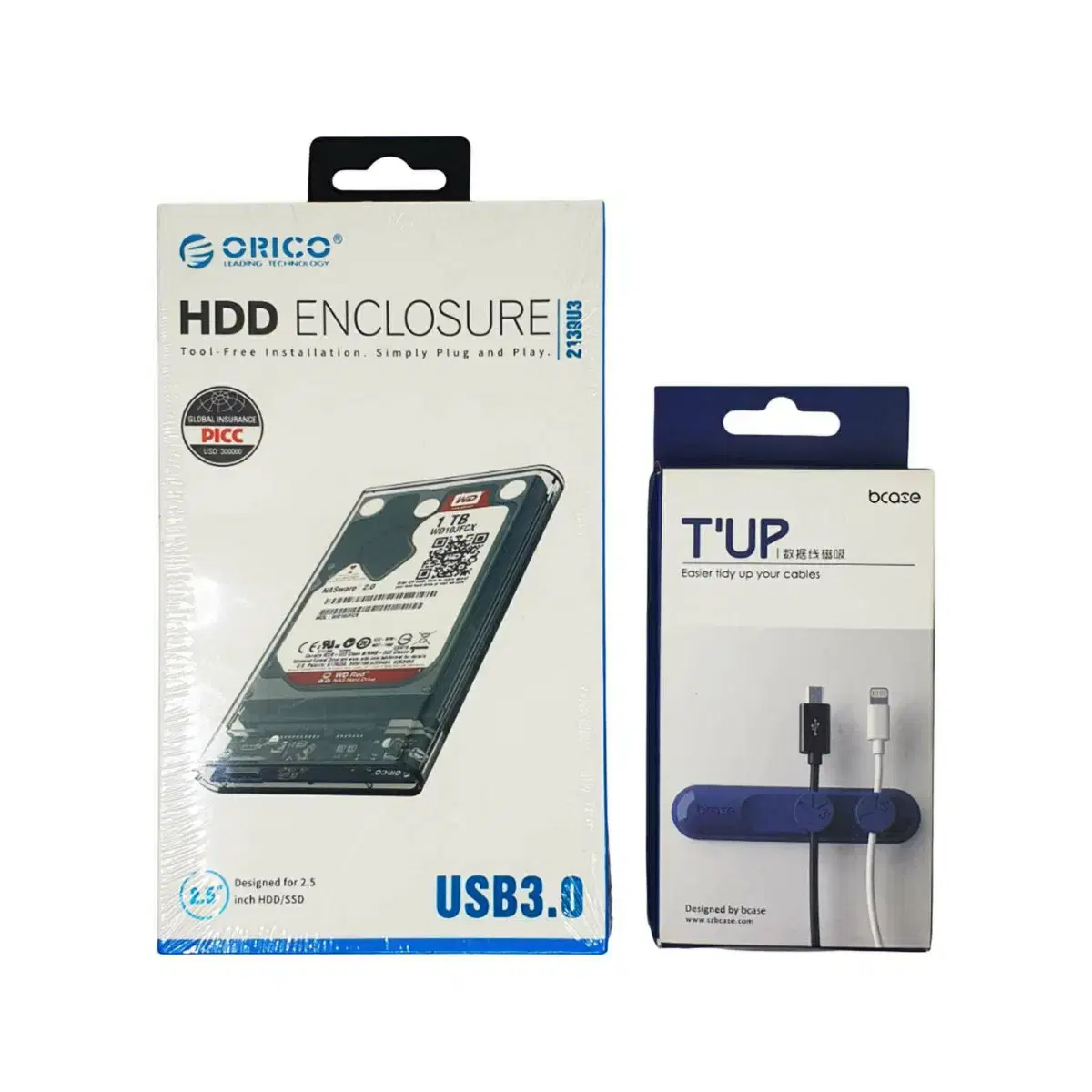 오리코 투명 2.5인치 USB3.0 외장하드 케이스+케이블정리 자석홀더