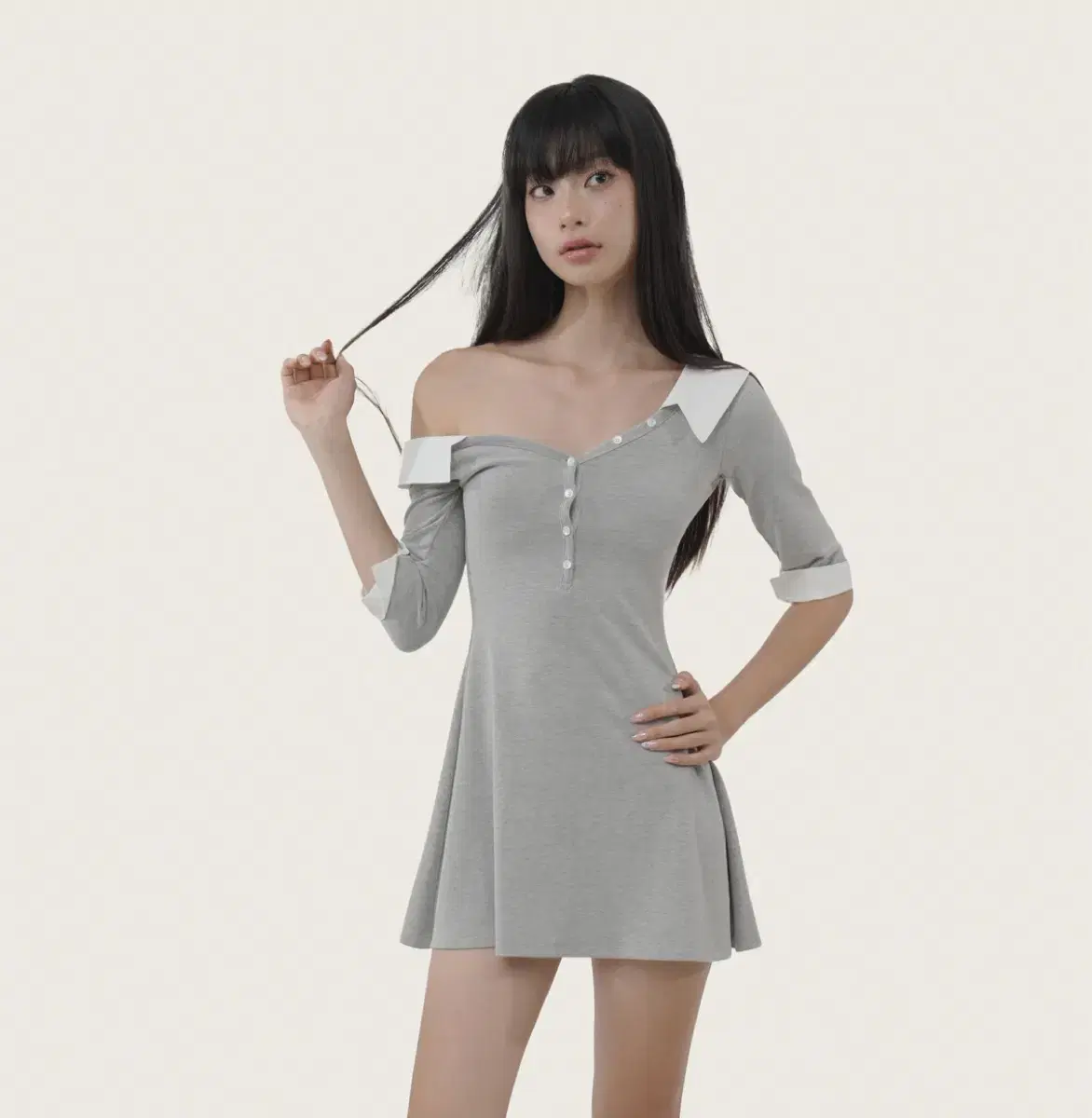 Gray tart button-up dress