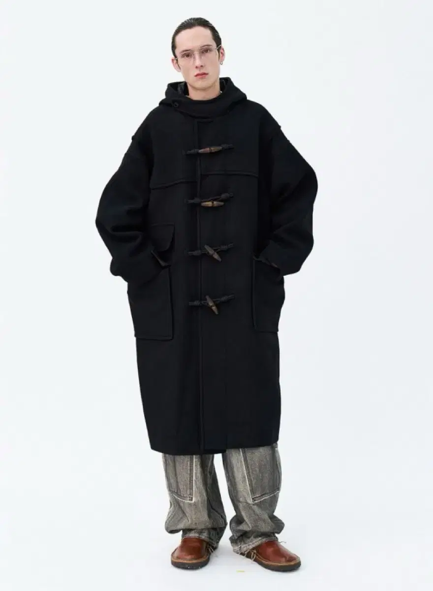 MAXI DUFFLE COAT Black