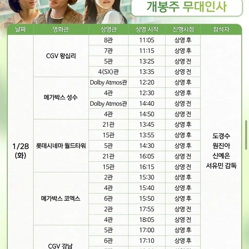 (정가)1/28(화) CGV왕십리 <말할 수 없는 비밀> 무대인사