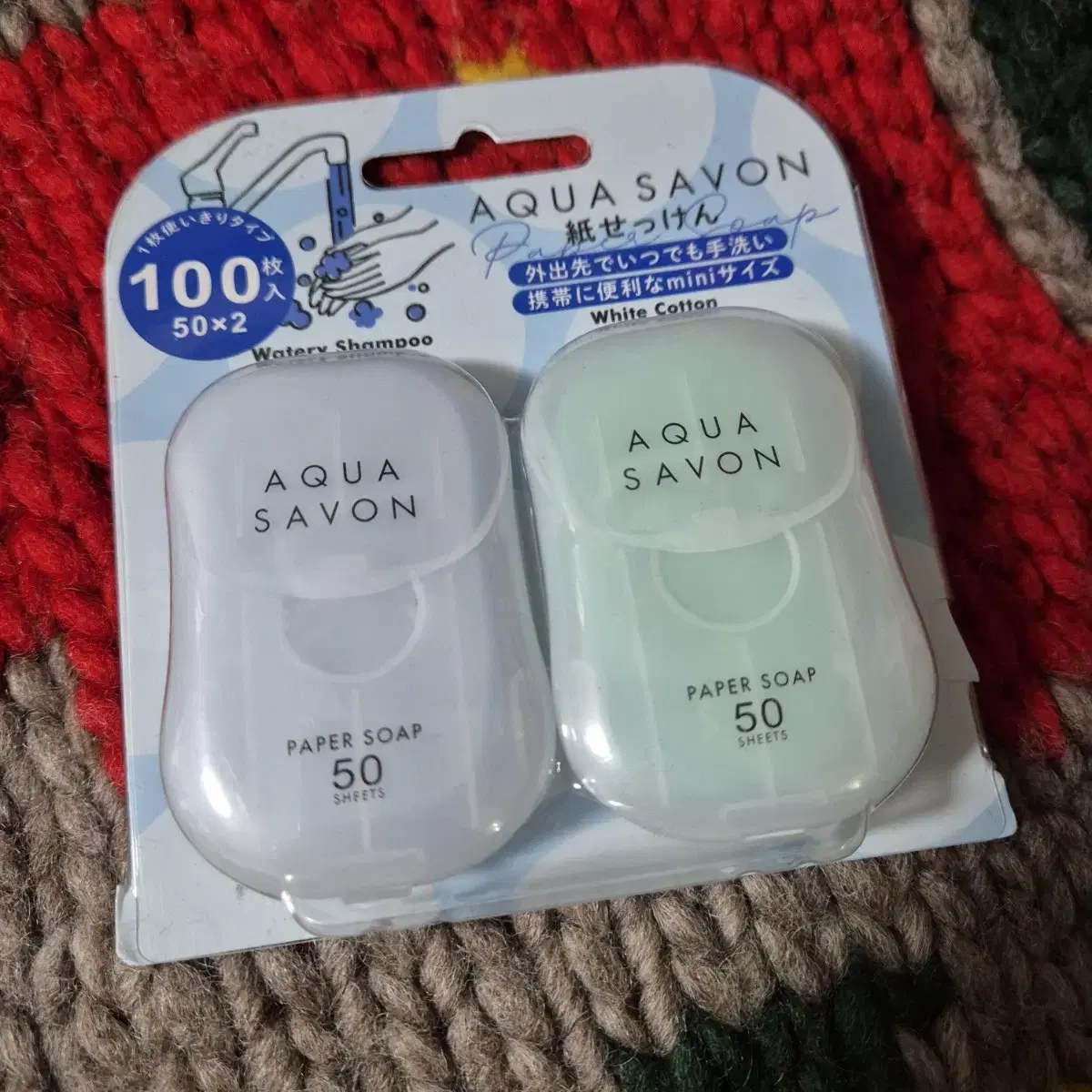 AQUA SAVON 아쿠아사봉 종이비누 50매x2 총 100매 새상품