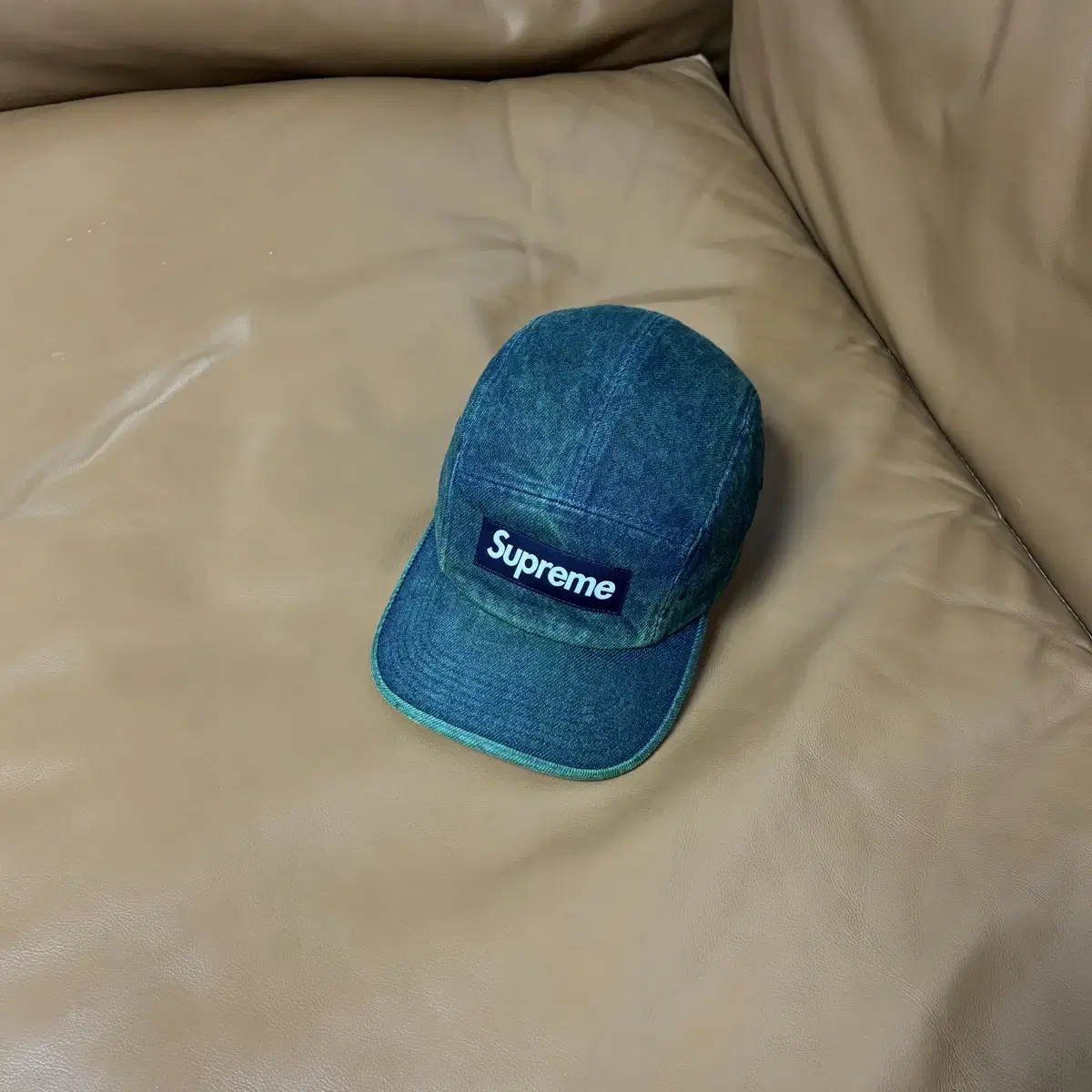 Supreme 슈프림 데님 캠프캡 모자 Washed Denim Green