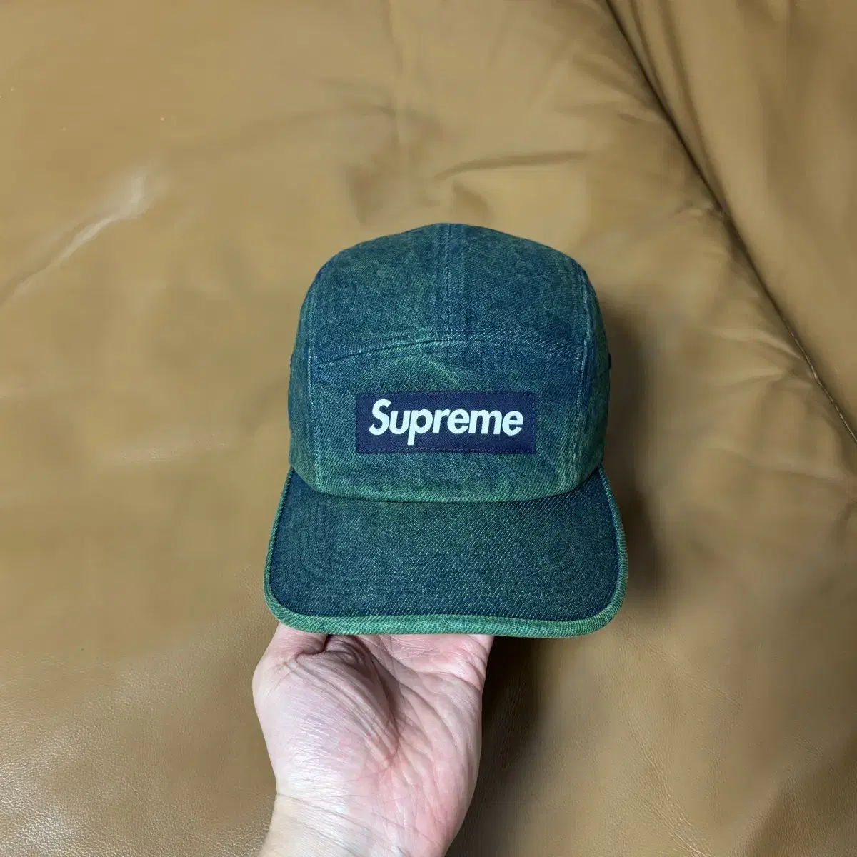 Supreme 슈프림 데님 캠프캡 모자 Washed Denim Green