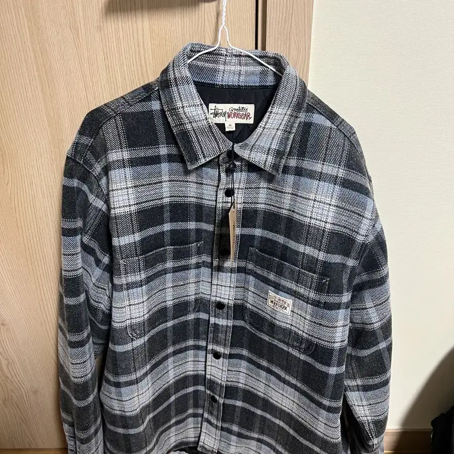 [m] 스투시 HEAVY WASHED PLAID SHIRT Blue