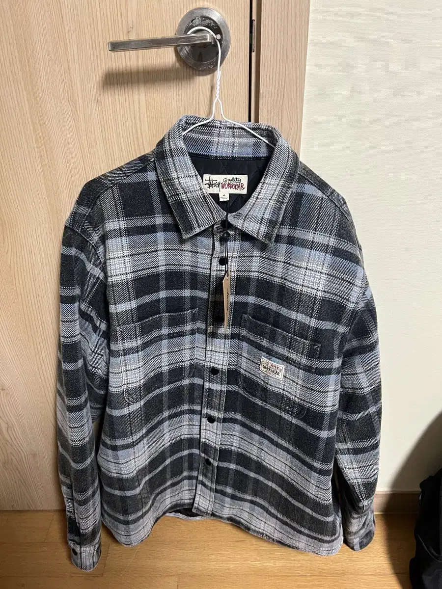 [m] 스투시 HEAVY WASHED PLAID SHIRT Blue