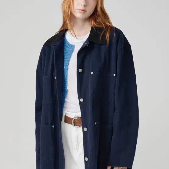 oveof 오브오브 ben washed work jacket_navy