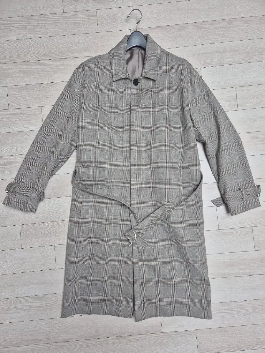 [L] Draw-fit check belt trench coat, beige
