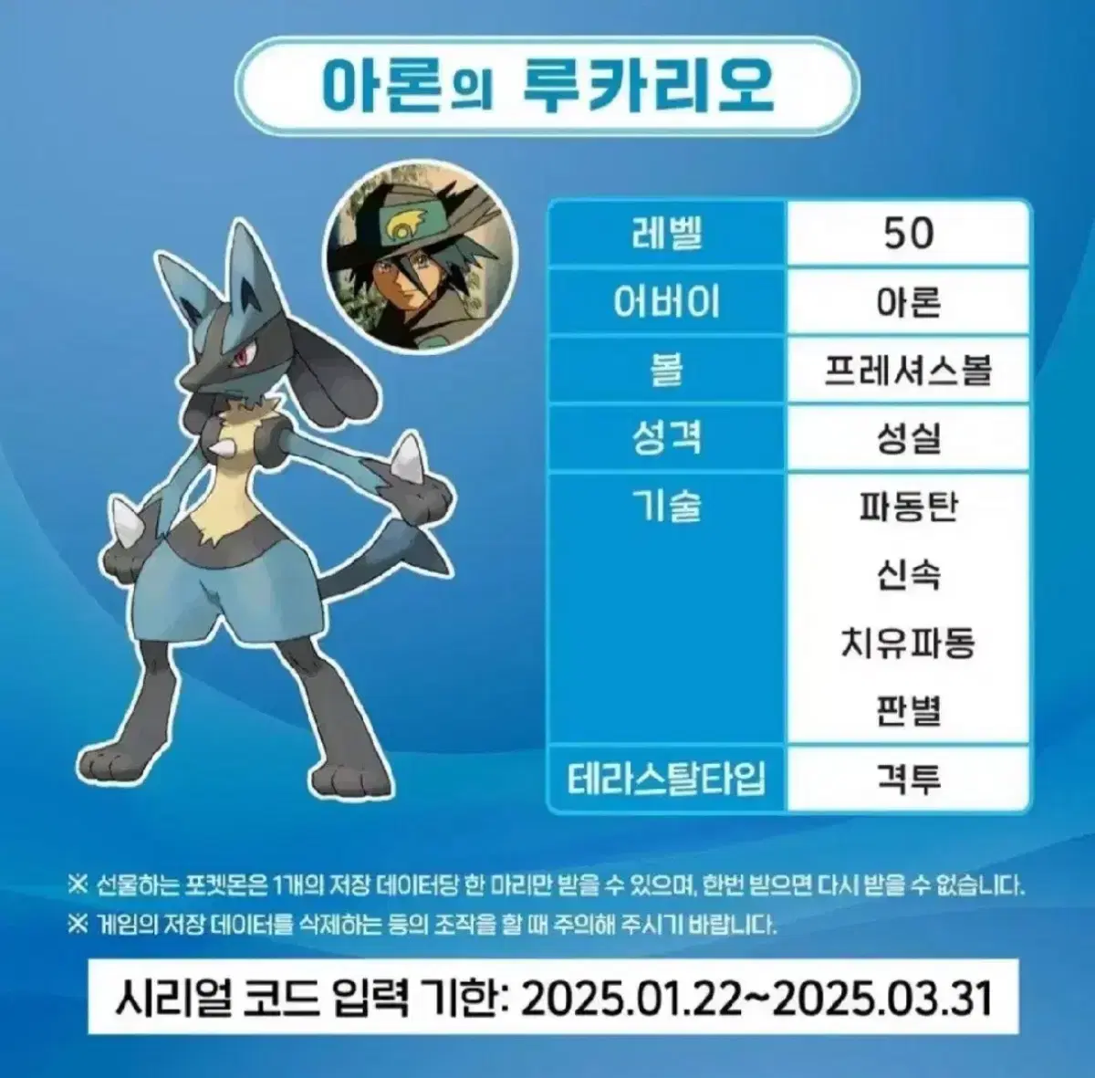 아론의 루카리오 시리얼 코드 판매