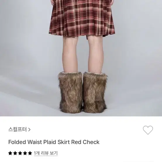 Folded Waist Plaid Skirt Red Check S