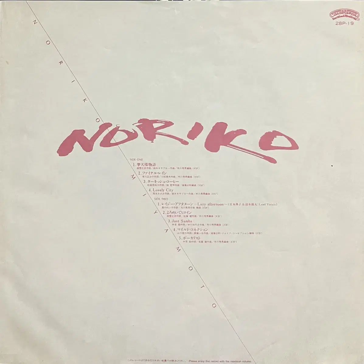 (시티팝)미야모토 노리코 Noriko Miyamoto-Noriko lp