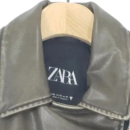 자라 ZARA 레더 크롭 바이커 자켓 오버핏 그레이 3400072