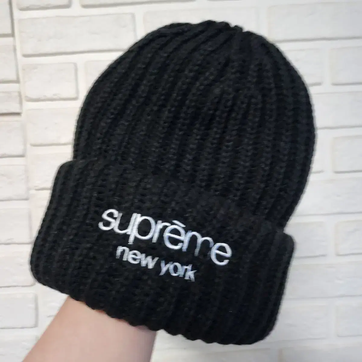 Supreme 슈프림 클래식 로고 청키 립드 비니 블랙